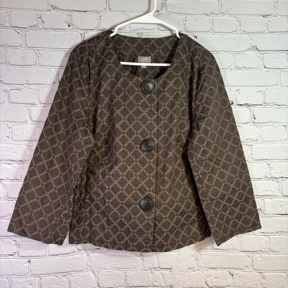 J. Jill Brown Quilted Utility Jacket Size Large - Picture 1 of 9
